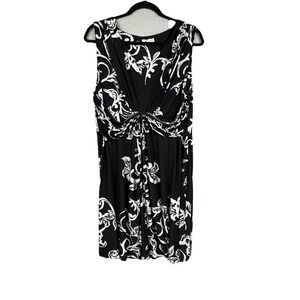 Soma Black White Twist Front Midi Dress Sleeveless Tank A-Line Super Soft